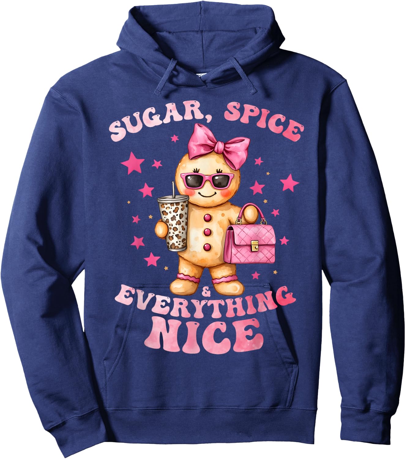Sugar Spice Everything Nice Cute Gingerbread Holiday Girls Hoodie - Hoodie | Navy