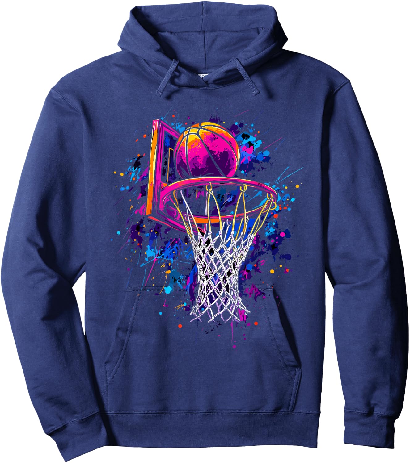 Colorful Basketball Tie Dye Color,Splash Basketball Hoop Net Hoodie - Hoodie | Navy