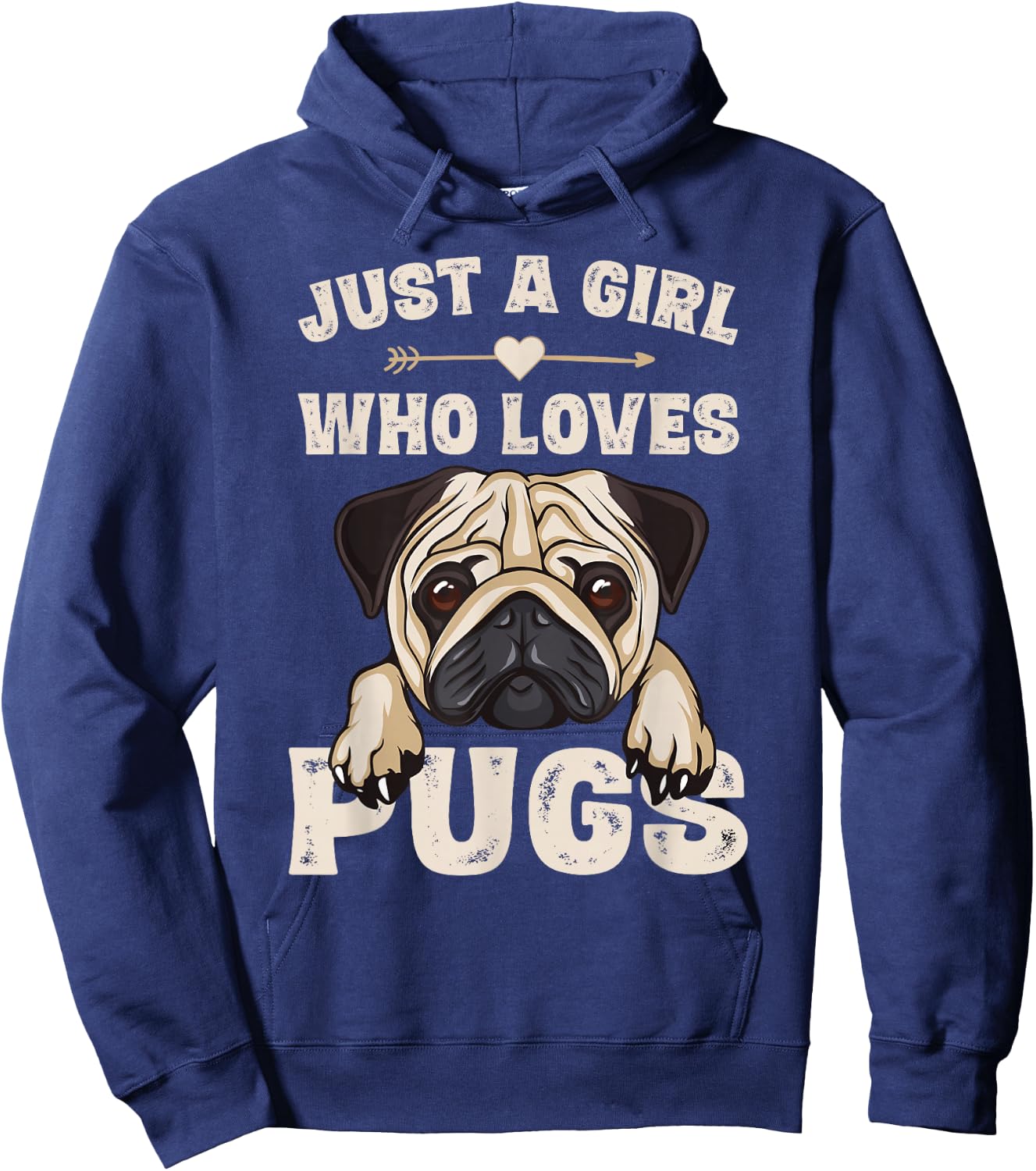 Funny Pug Dog Gifts for Girls Just a Girl Who Loves Pugs Hoodie - Hoodie | Navy