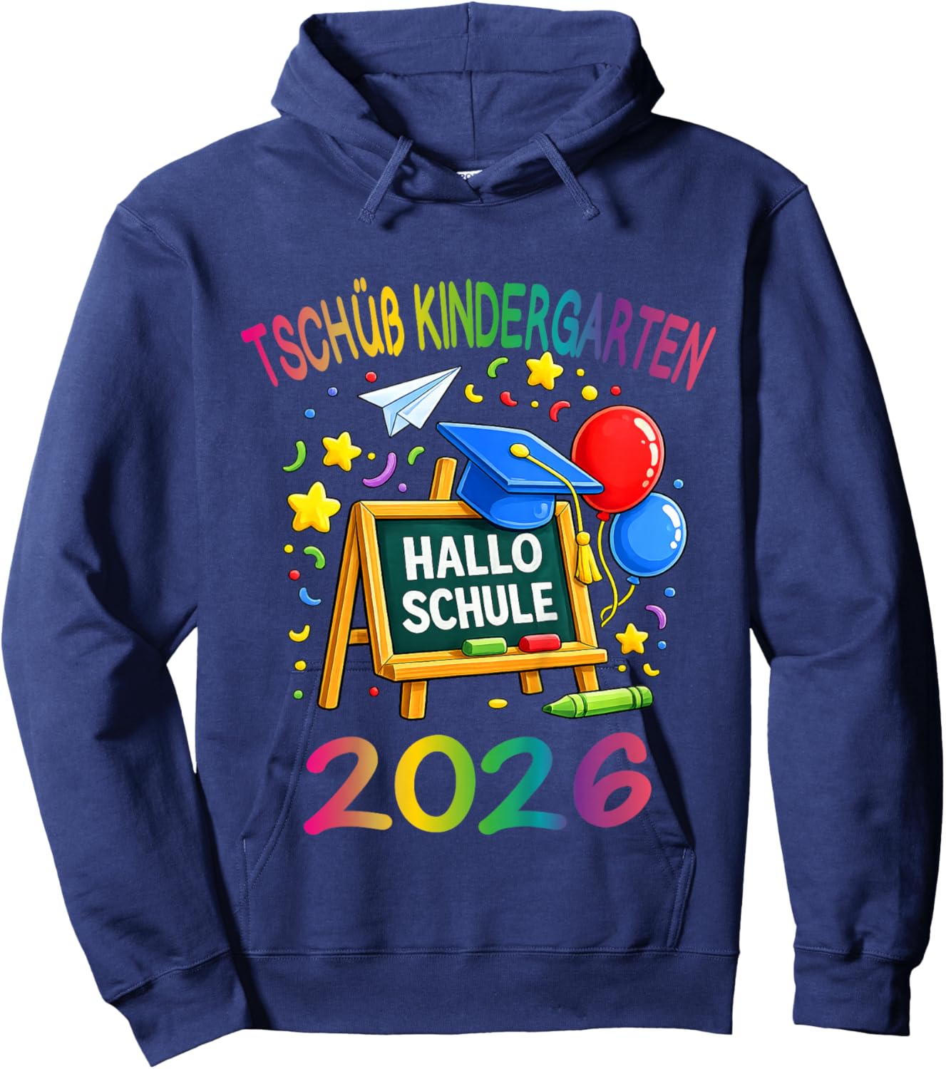 Kinder Tschüss Kindergarten Hallo Schule 2026 Schulanfang Hoodie - Hoodie | Navy