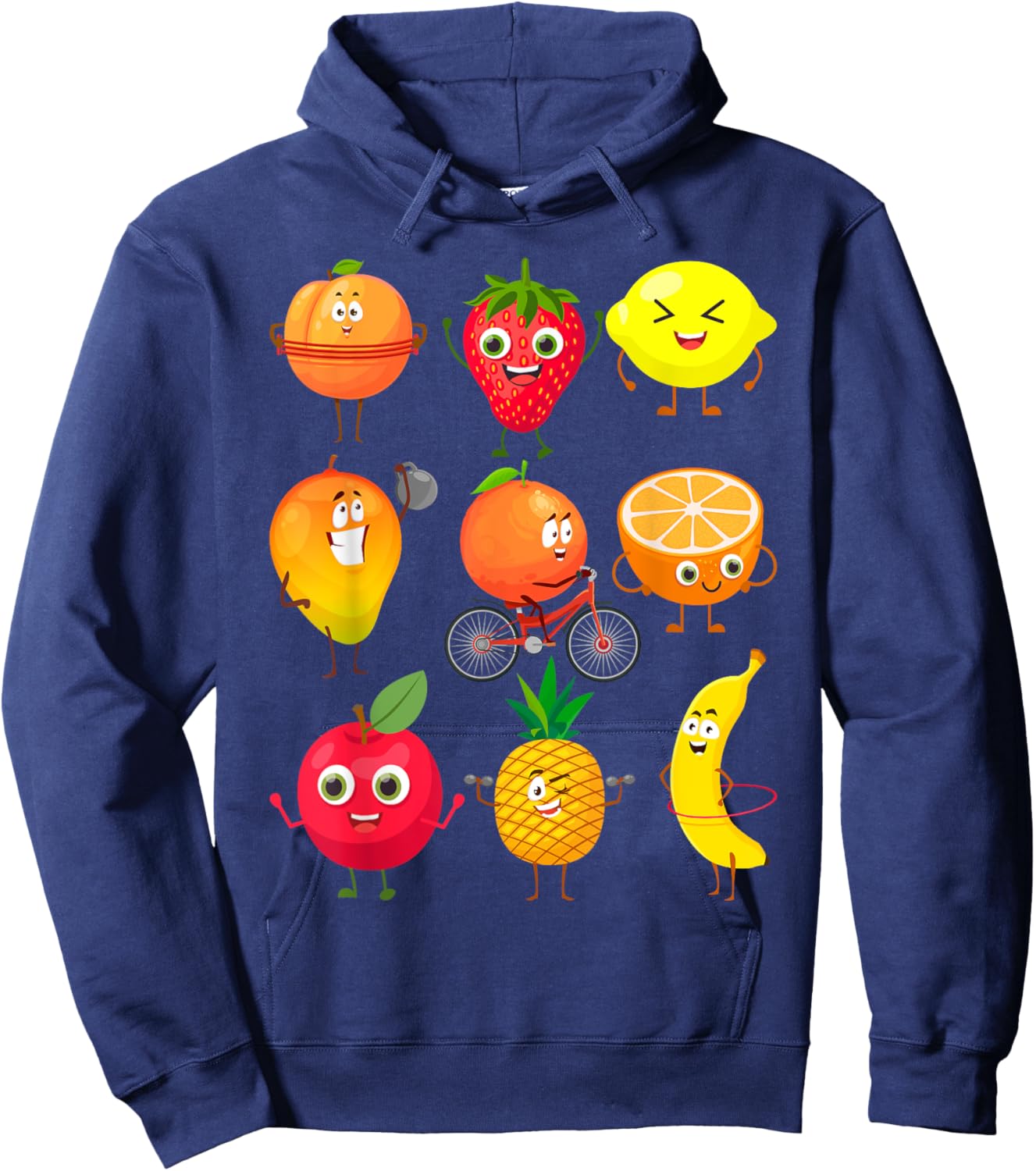 Funny Fruits Collage Fruit and Vegetables Hoodie - Hoodie | Navy