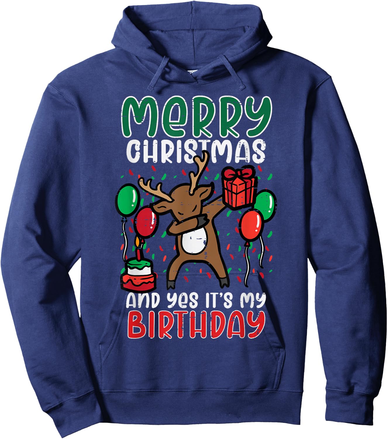 Merry Christmas Its My Birthday Reindeer Dab Xmas Bday Kids Hoodie - Hoodie | Navy