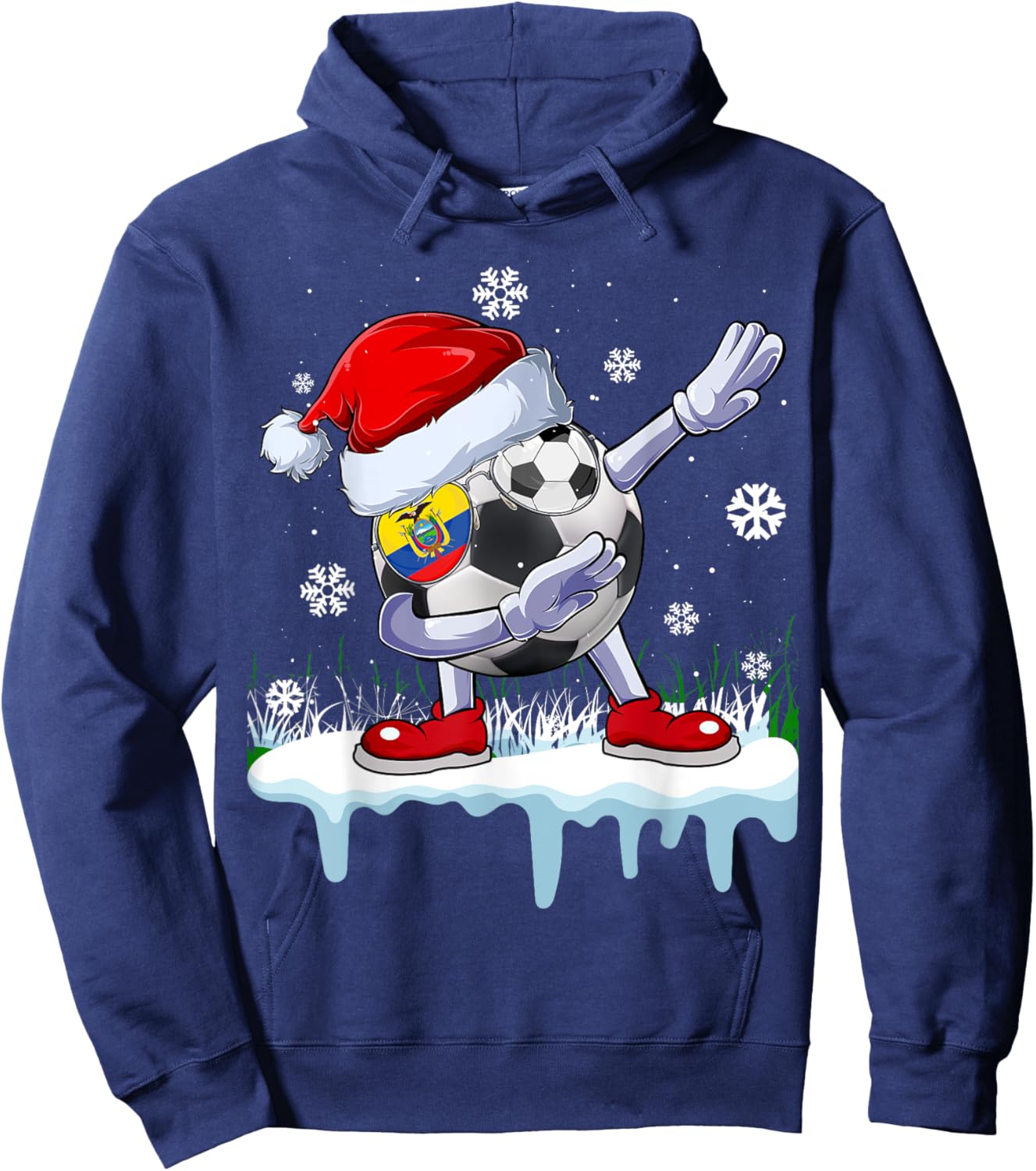 Funny Santa Soccer Dabbing Ugly Christmas Sweater Hoodie - Hoodie | Navy