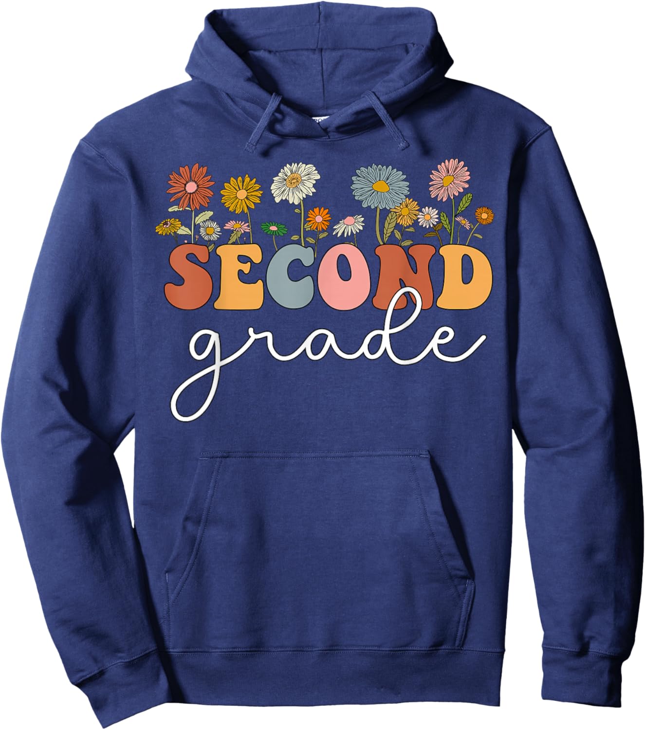 Second Grade Teacher Wildflower 2nd Grade Back To School Hoodie - Hoodie | Navy