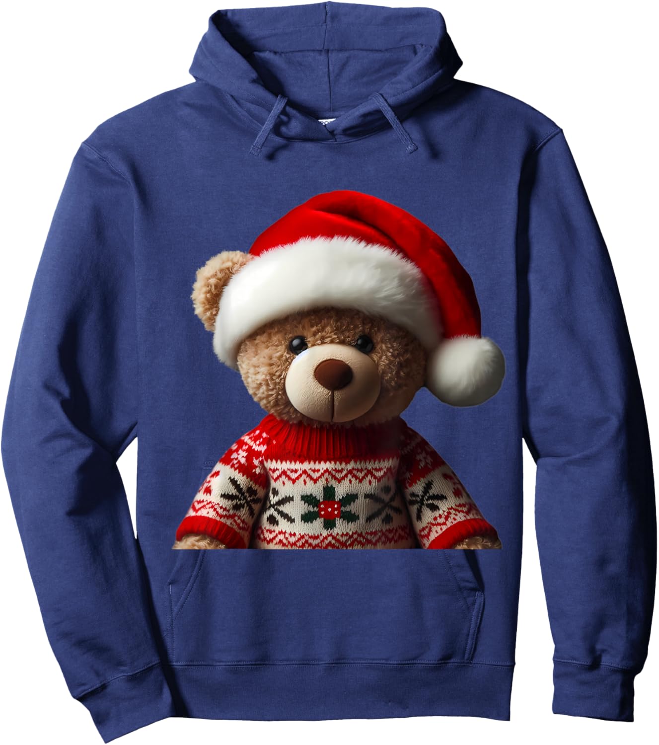Teddy Bear With Santa Hat Christmas Xmas Lover Kids Toddlers Hoodie - Hoodie | Navy