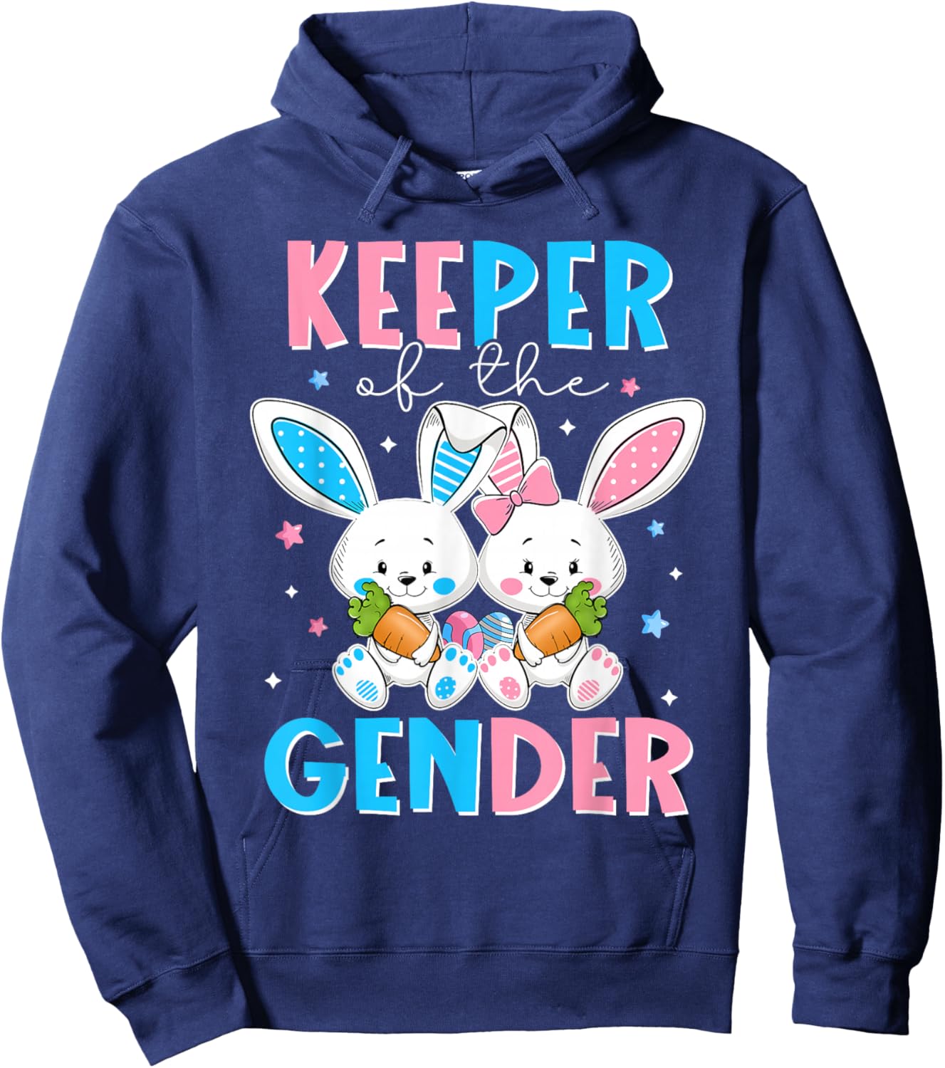 Keeper Of The Gender Boy Or Girl Easter Bunny Gender Reveal Hoodie - Hoodie | Navy