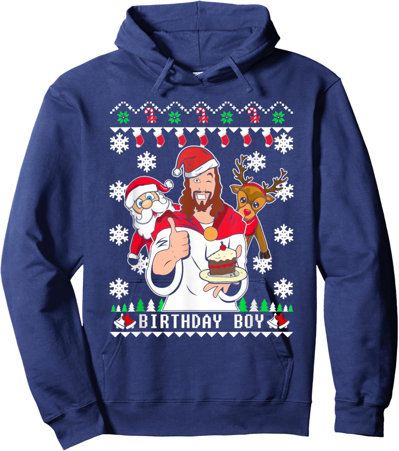 Funny Birthday Boy Men Women Kids Ugly Christmas Hoodie - Hoodie | Navy