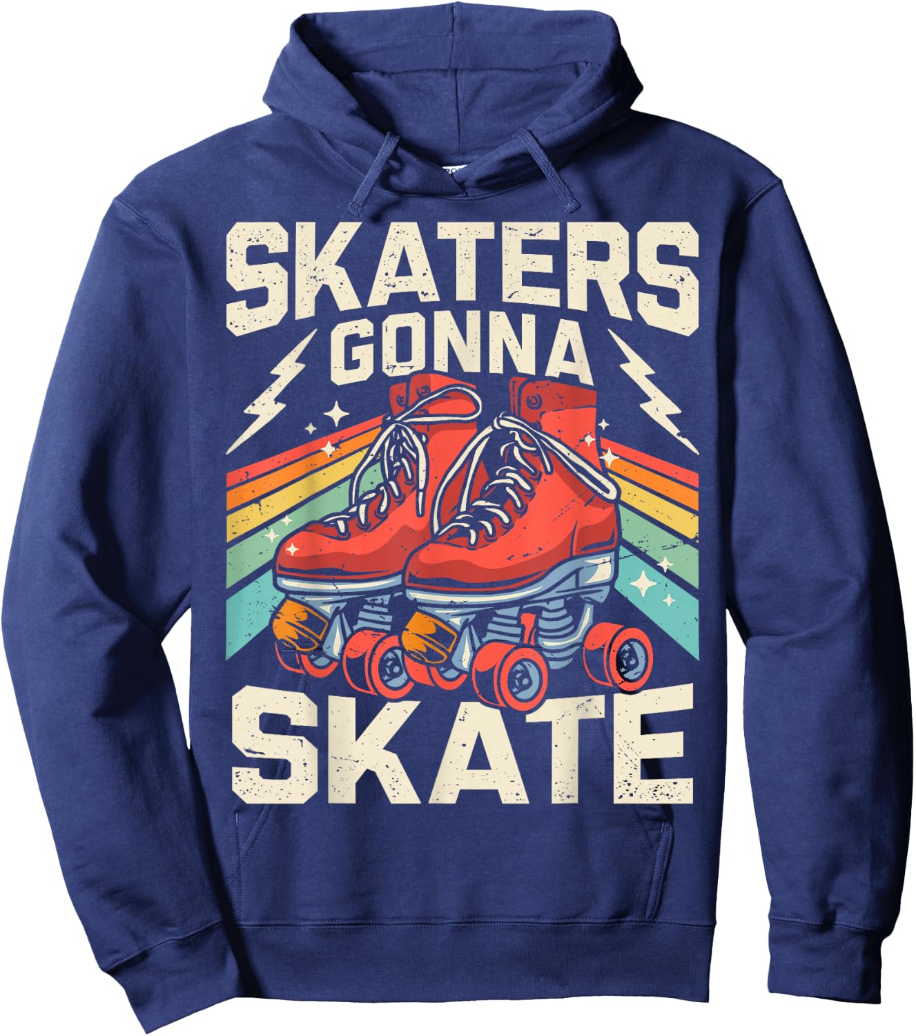 Roller Skating Funny Skaters Gonna Skate Retro 70s 80s Girls Hoodie - Hoodie | Navy
