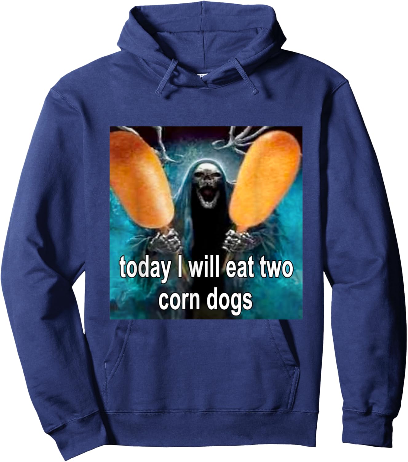 Today I Will Eat Two Corn Dogs Meme Hoodie - Hoodie | Navy