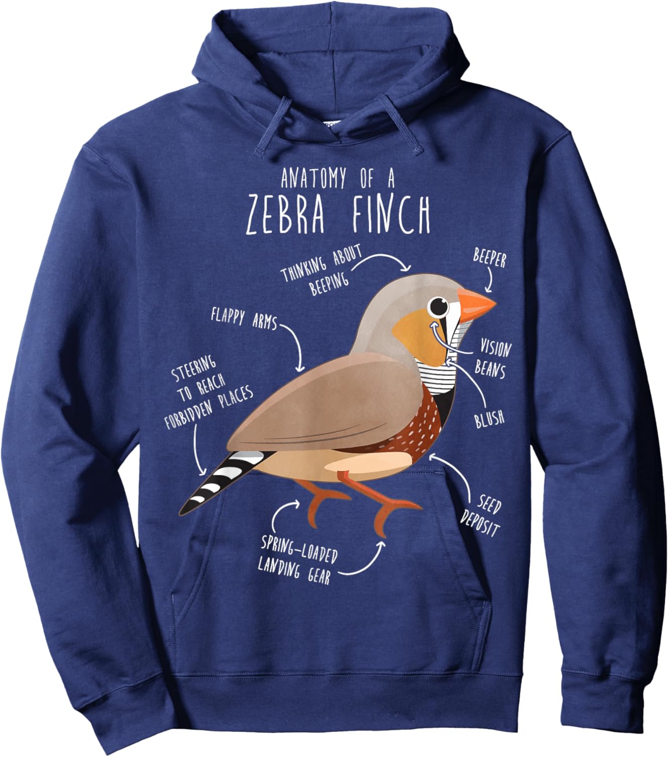 Zebra Finch Anatomy, Funny Cute Pet Bird Mom, Finch Dad Hoodie - Hoodie | Navy
