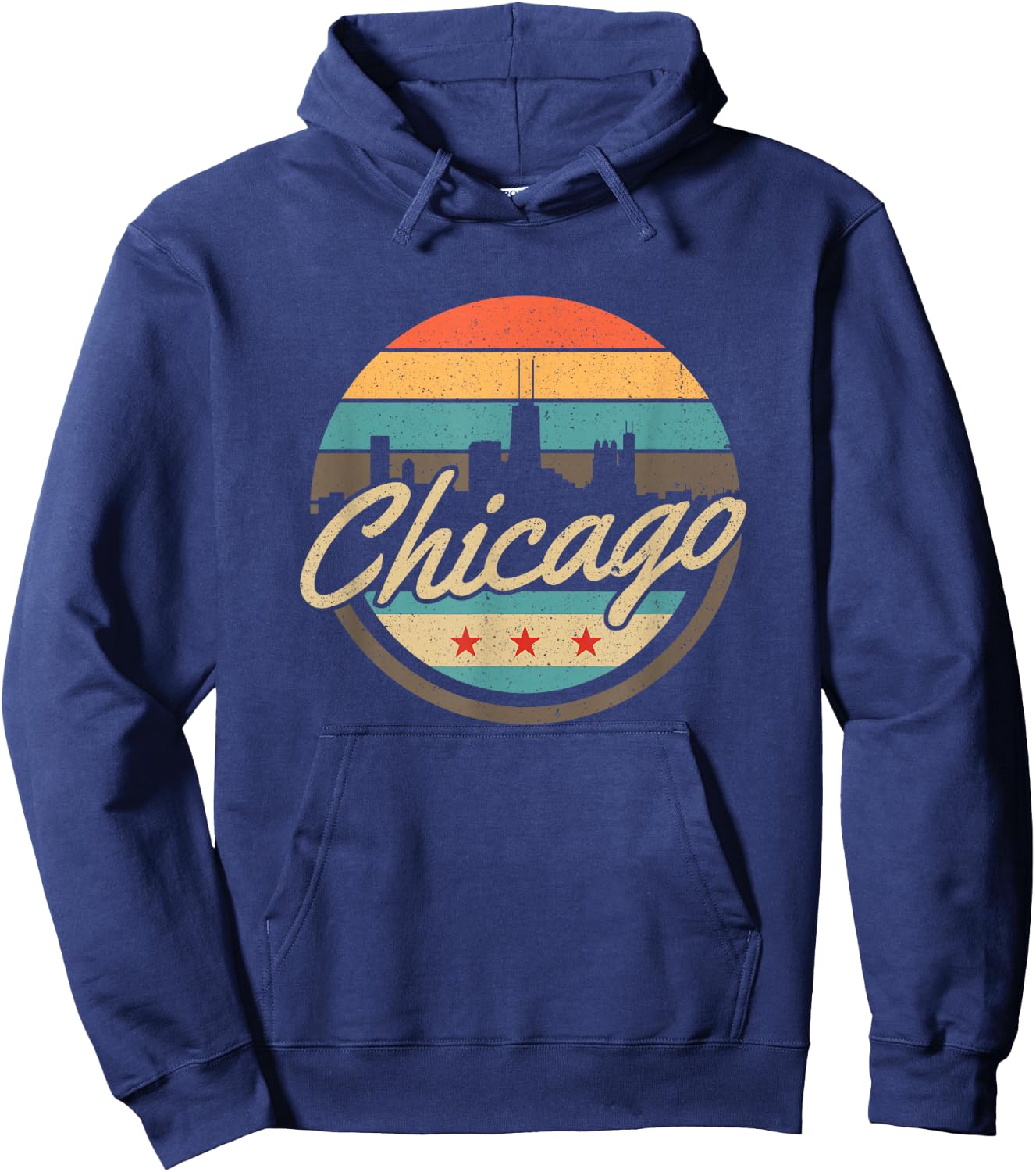 Chicago Flag Skyline Vintage Illinois USA Souvenir Hoodie - Hoodie | Navy
