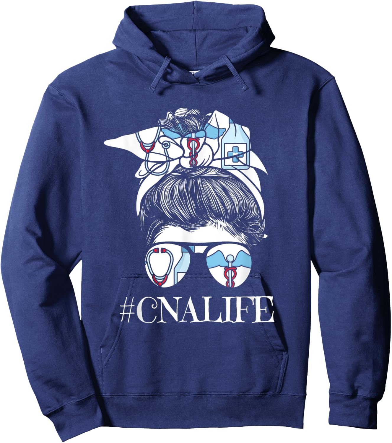 Cute Messy Bun Cna Life Certified Nursing Assistant Hoodie - Hoodie | Navy