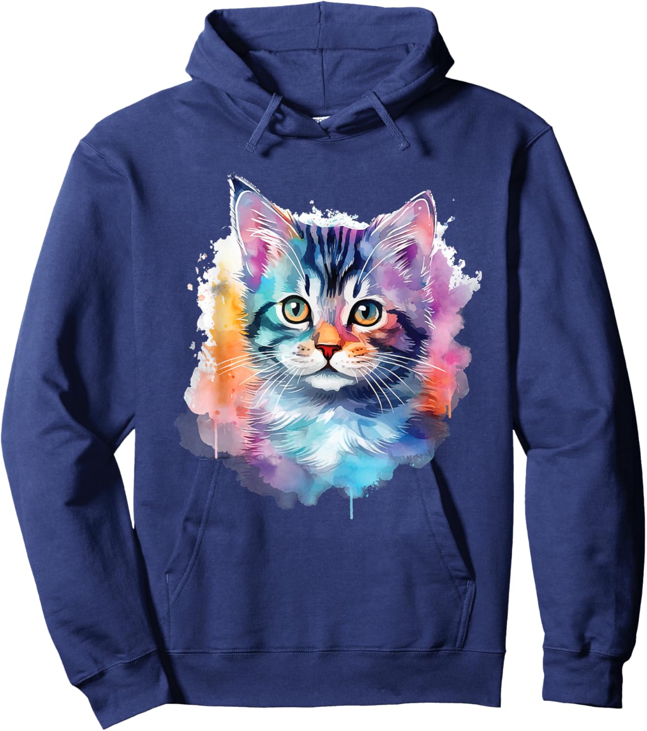Colorful Cat - Cat Lover Kitten Owner Kitty Women Girls Kids Hoodie - Hoodie | Navy