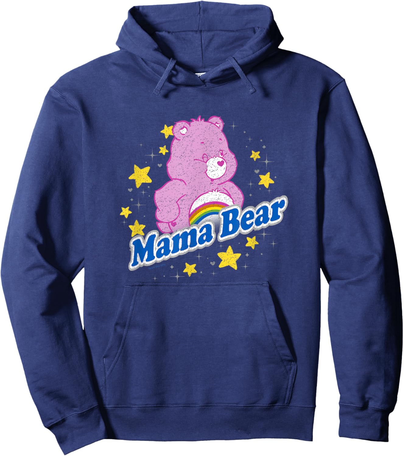 Care Bears Mama Bear Cheer Bear Rainbow Stars Vintage Logo Hoodie - Hoodie | Navy