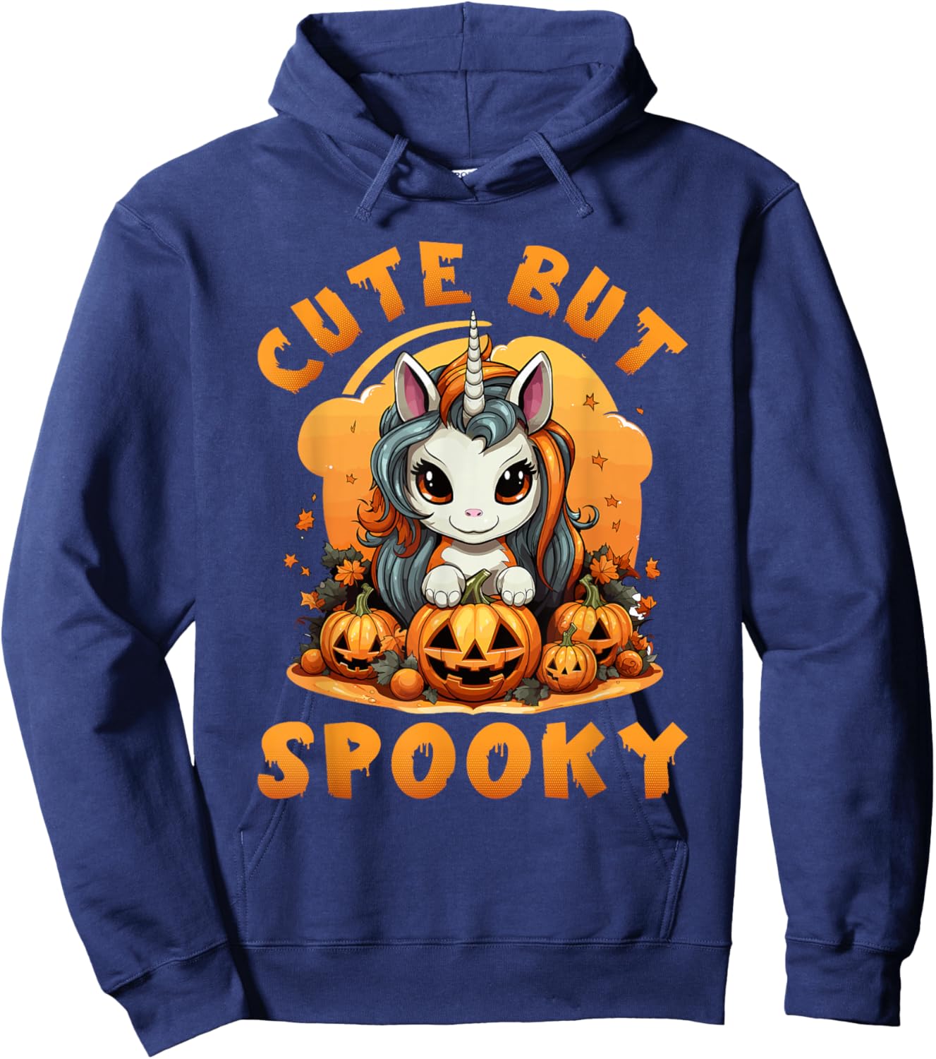Cute Unicorn Halloween, Cute But Spooky Unicorn Girls Hoodie - Hoodie | Navy