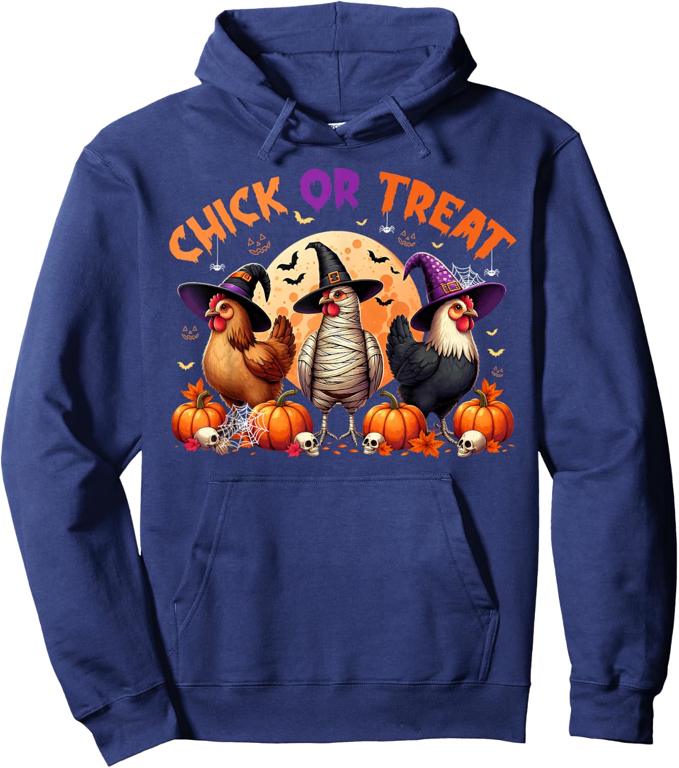 Fall Halloween Chicken Pumpkin Chick Or Treat Spooky Farmer Hoodie - Hoodie | Navy