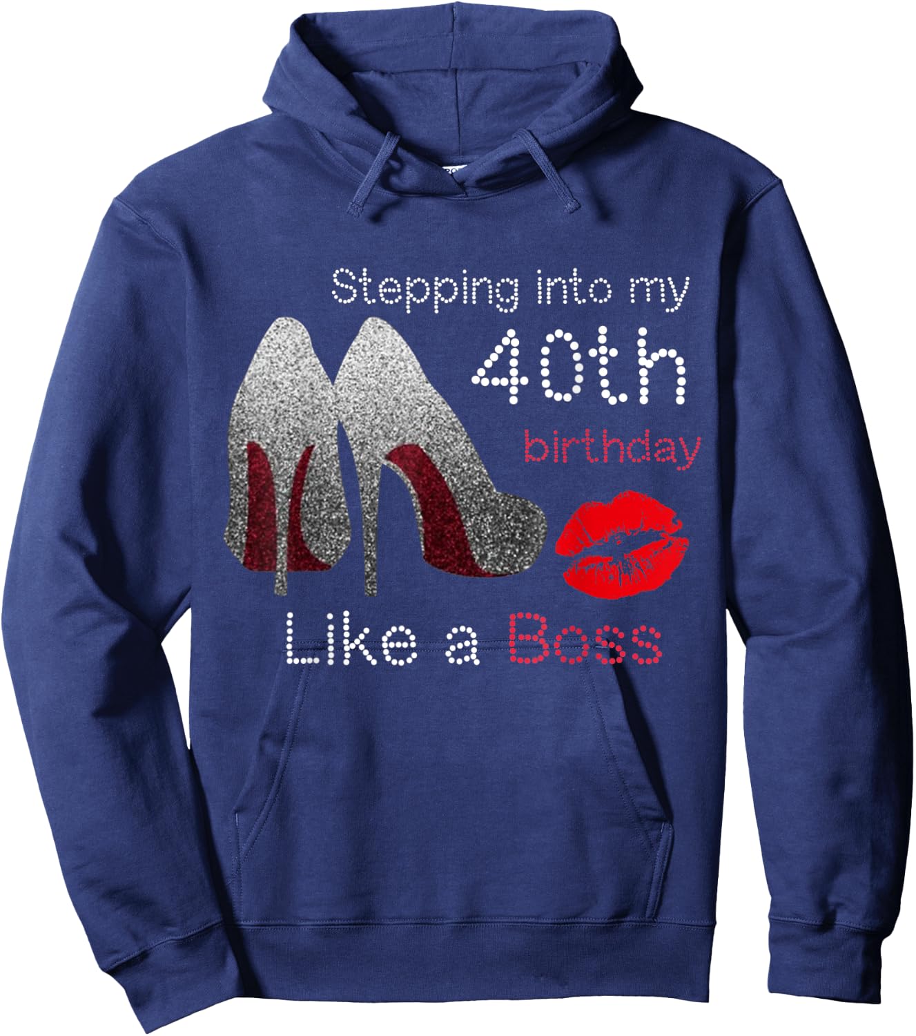 Women's Stepping Into My 40th Birthday Like A Boss Funny Hoodie - Hoodie | Navy