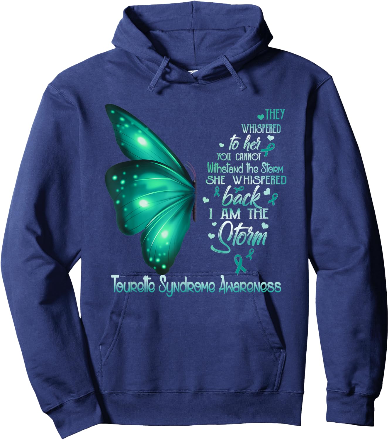 I am the storm Tourette Syndrome Awareness Butterfly Hoodie - Hoodie | Navy