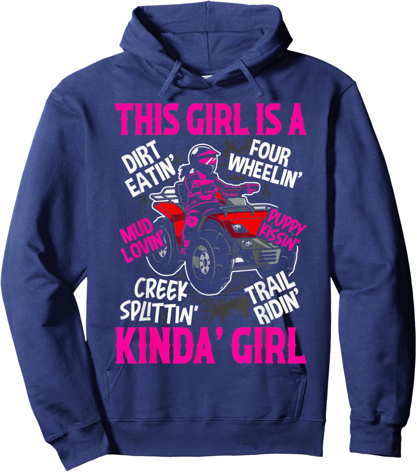 Girl Off-Road Racing Four-Wheeler 4x4 Wheel Quad Bike Racer Hoodie - Hoodie | Navy