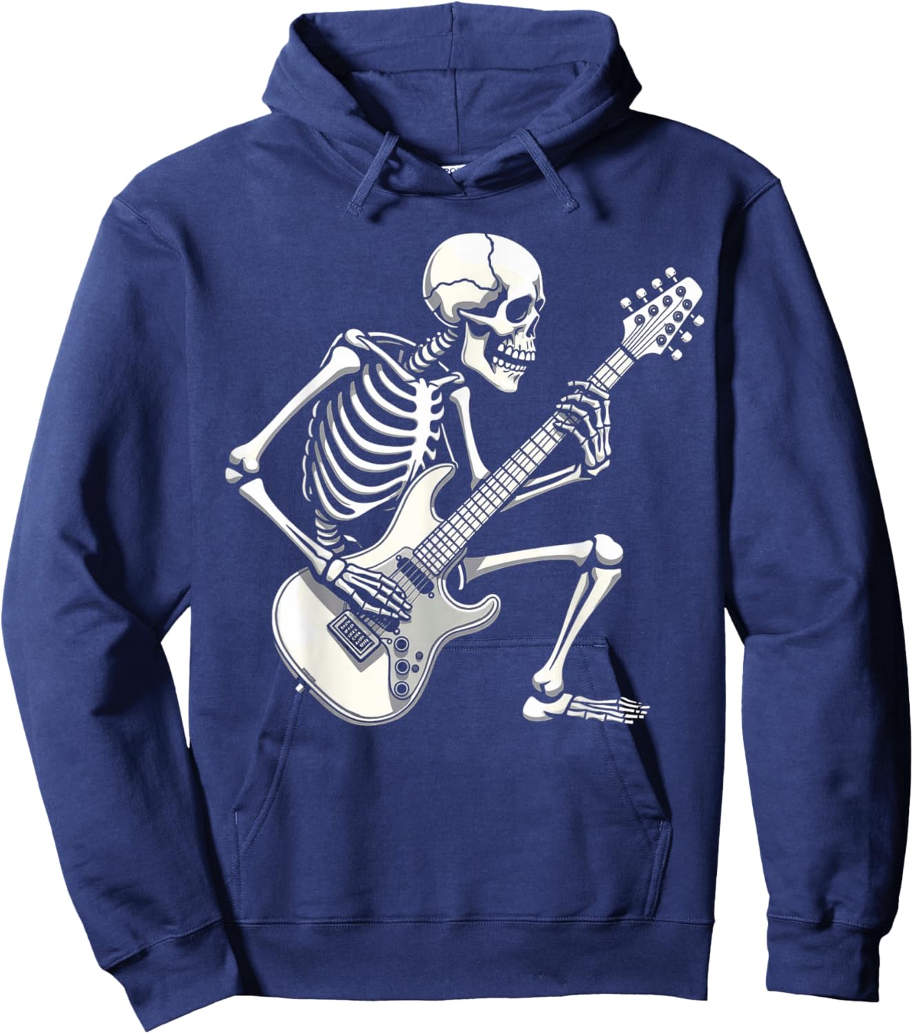 Halloween Skeleton Playing Guitar Rock And Roll Graphic art Hoodie - Hoodie | Navy