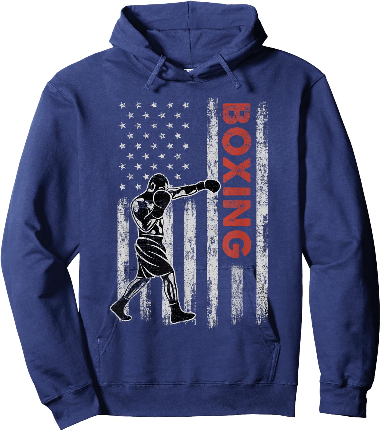 Boxing Lovers Vintage American Flag 4th Of July Gift Kids Men Hoodie - Hoodie | Navy