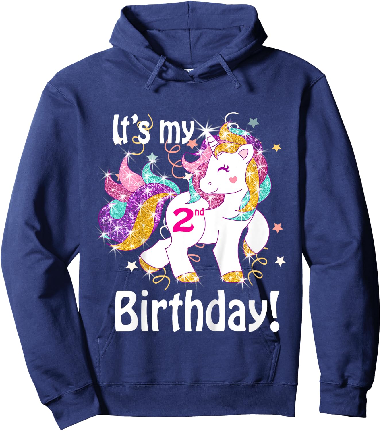 Its My 2nd Birthday Unicorn Outfits for toddler girls gift Hoodie - Hoodie | Navy