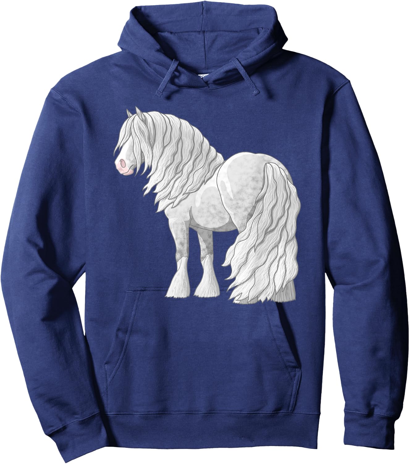 White Dapple Gray Gypsy Vanner Irish Cob Draft Horse Hoodie - Hoodie | Navy