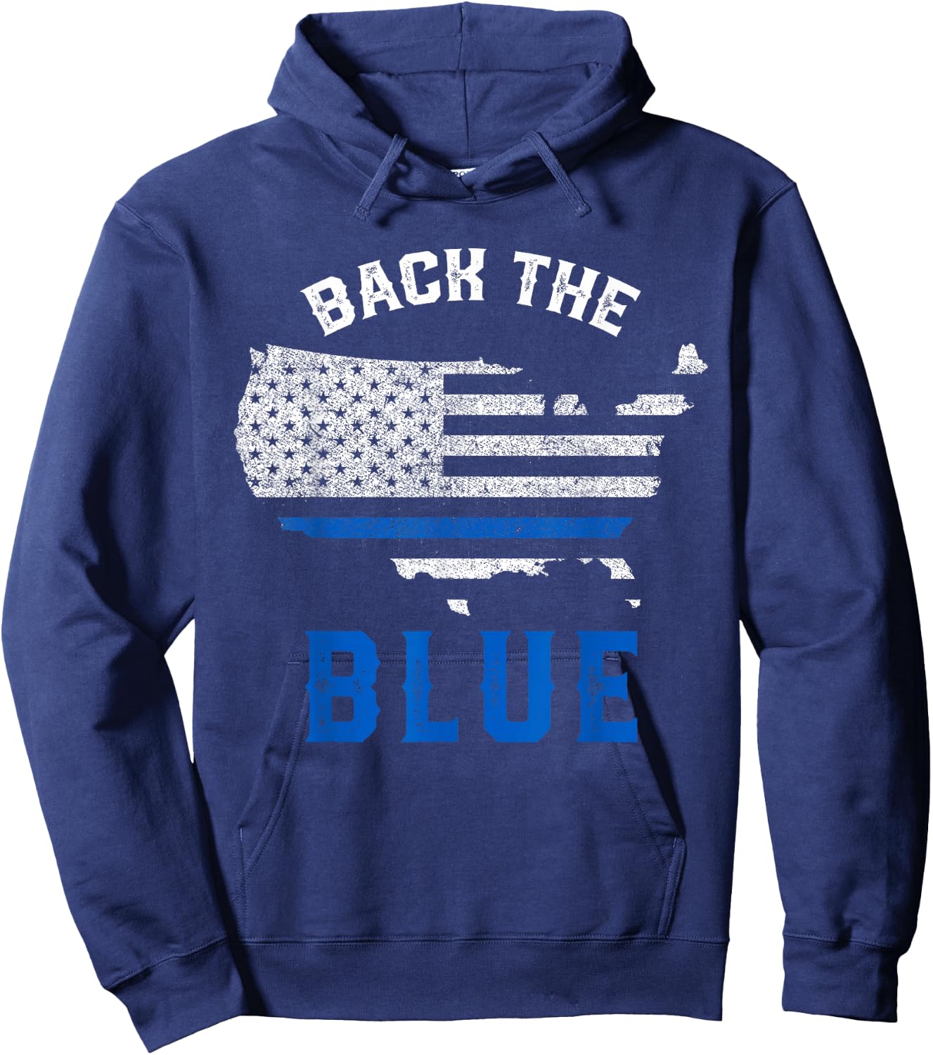Police Support Back To The Blue US Flag Thin Blue Line Hoodie - Hoodie | Navy