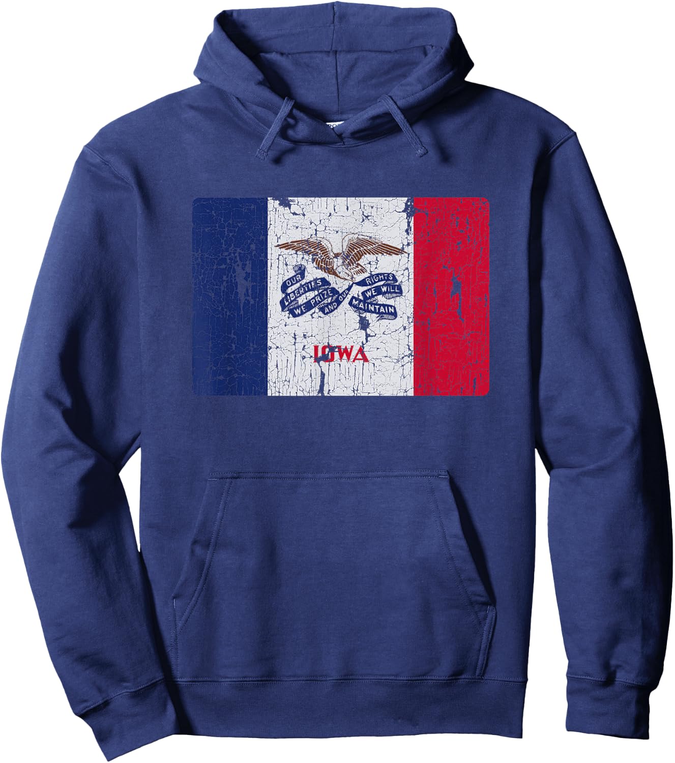 Vintage Iowa Flag IA Souvenir Hoodie - Hoodie | Navy