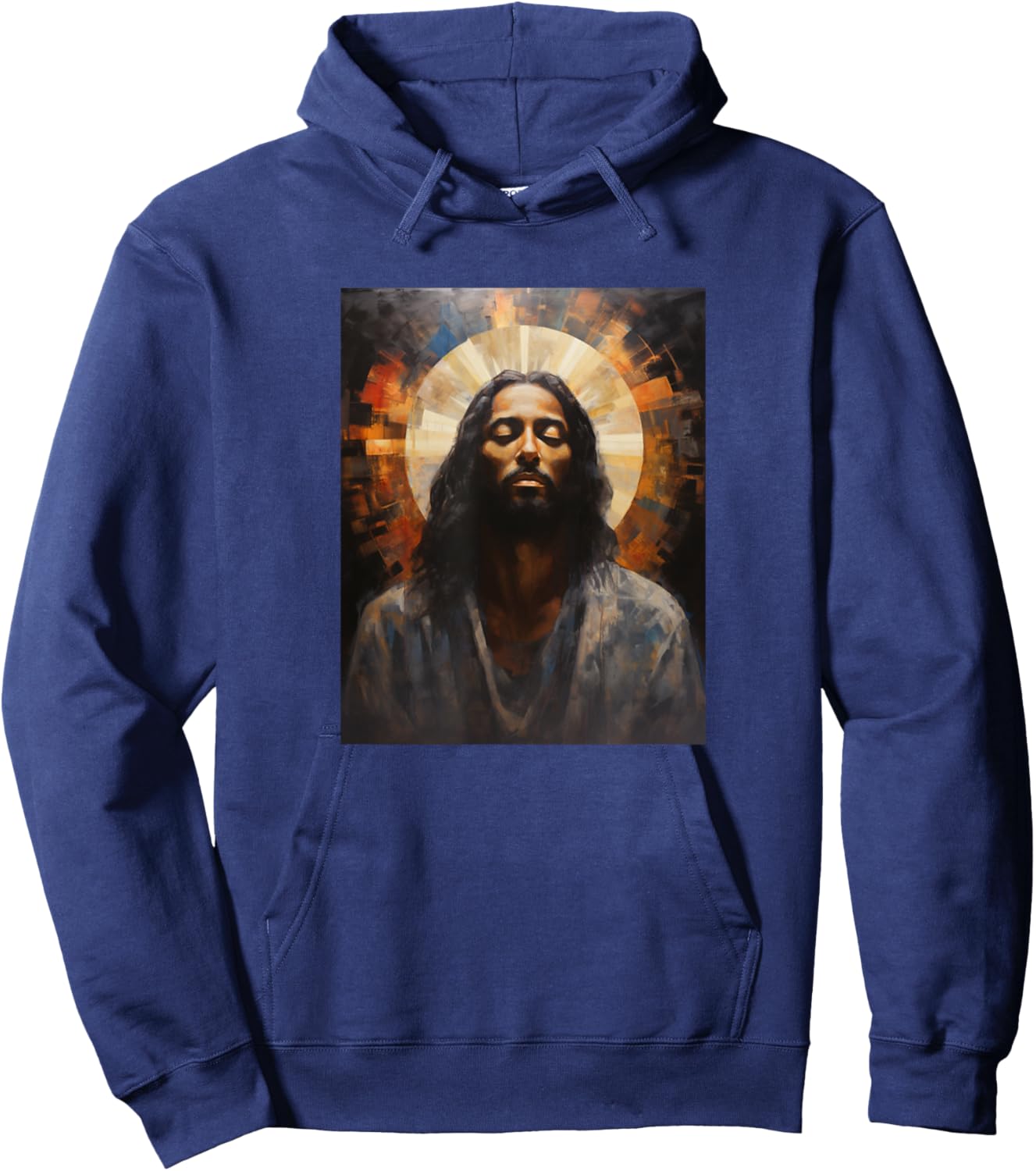 Jesus Christ African American Black In Prayer Face Of Jesus Hoodie - Hoodie | Navy