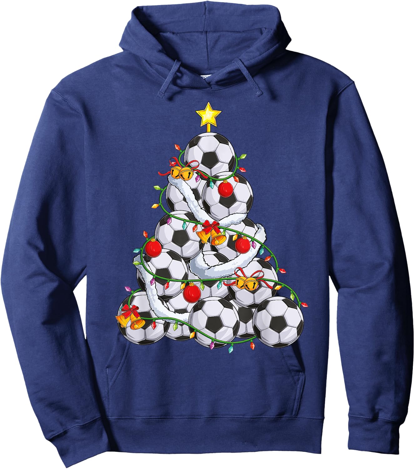 Soccer Christmas Tree Xmas Pajamas coach Player Men Boys Hoodie - Hoodie | Navy