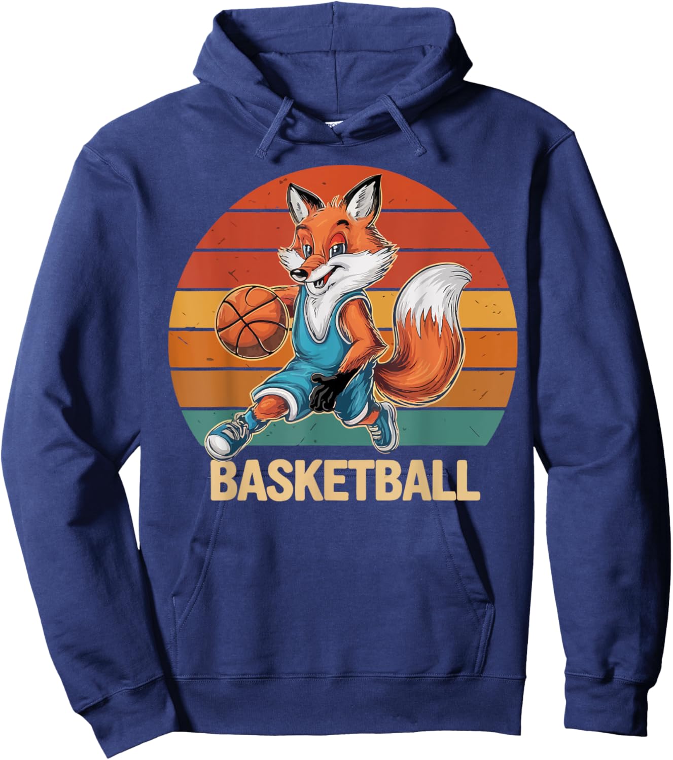 Vintage The fox Playing Basketball The fox lovers basketball Hoodie - Hoodie | Navy