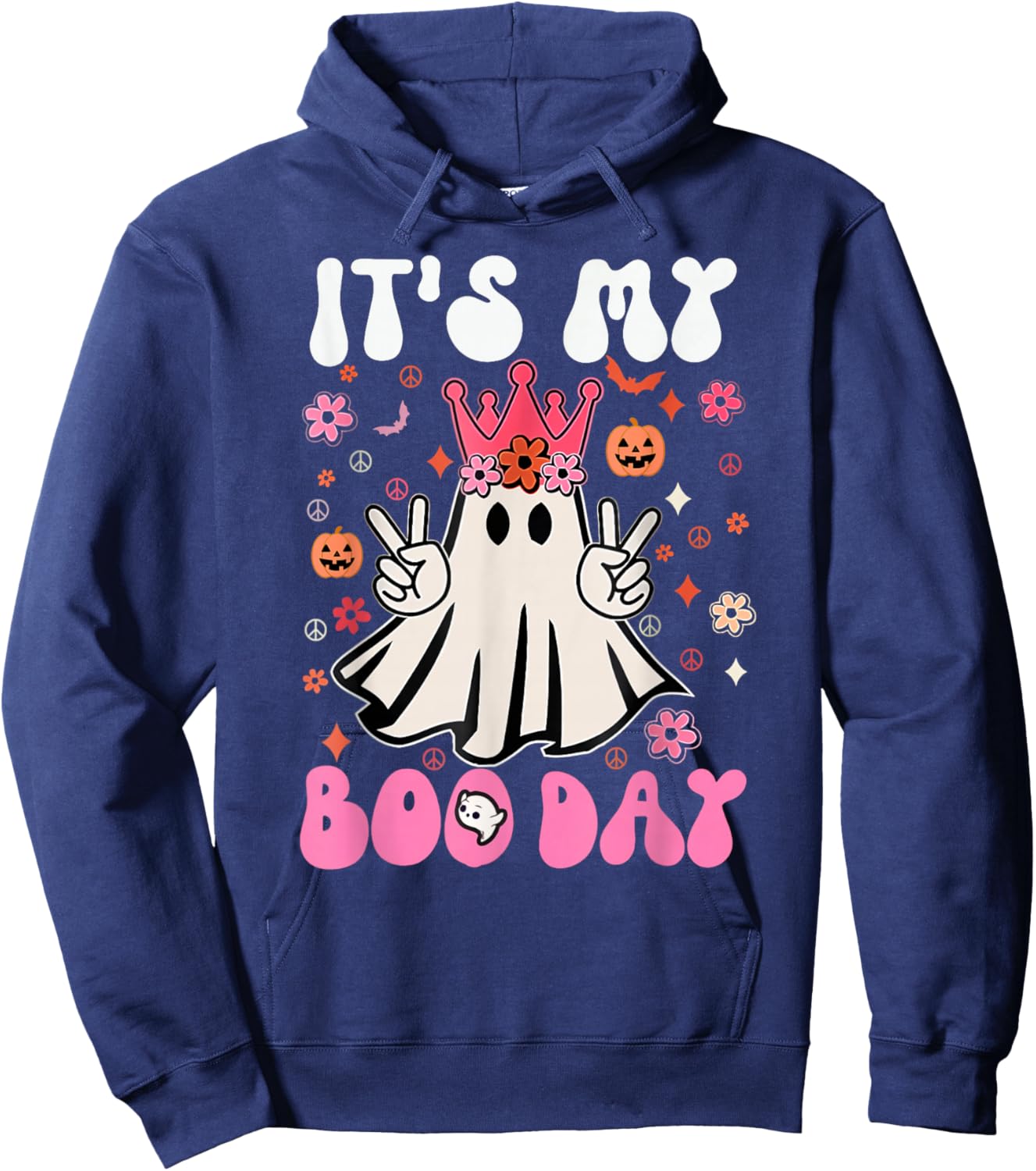 Its My Boo Day Cute Ghost Halloween Birthday Boys Girls Kids Hoodie - Hoodie | Navy