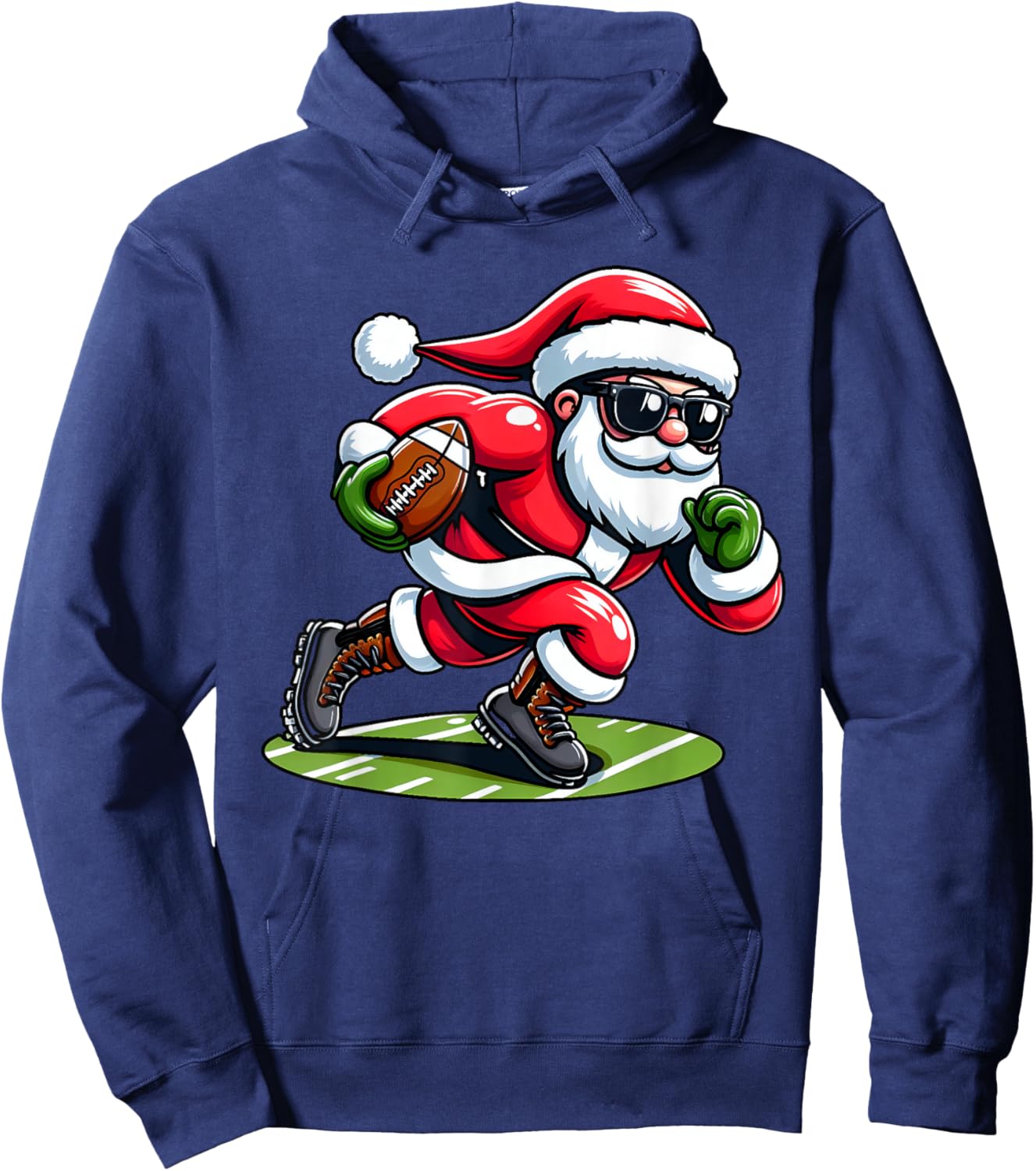 Christmas Santa Claus Play A Football Funny Boys Kids Xmas Hoodie - Hoodie | Navy