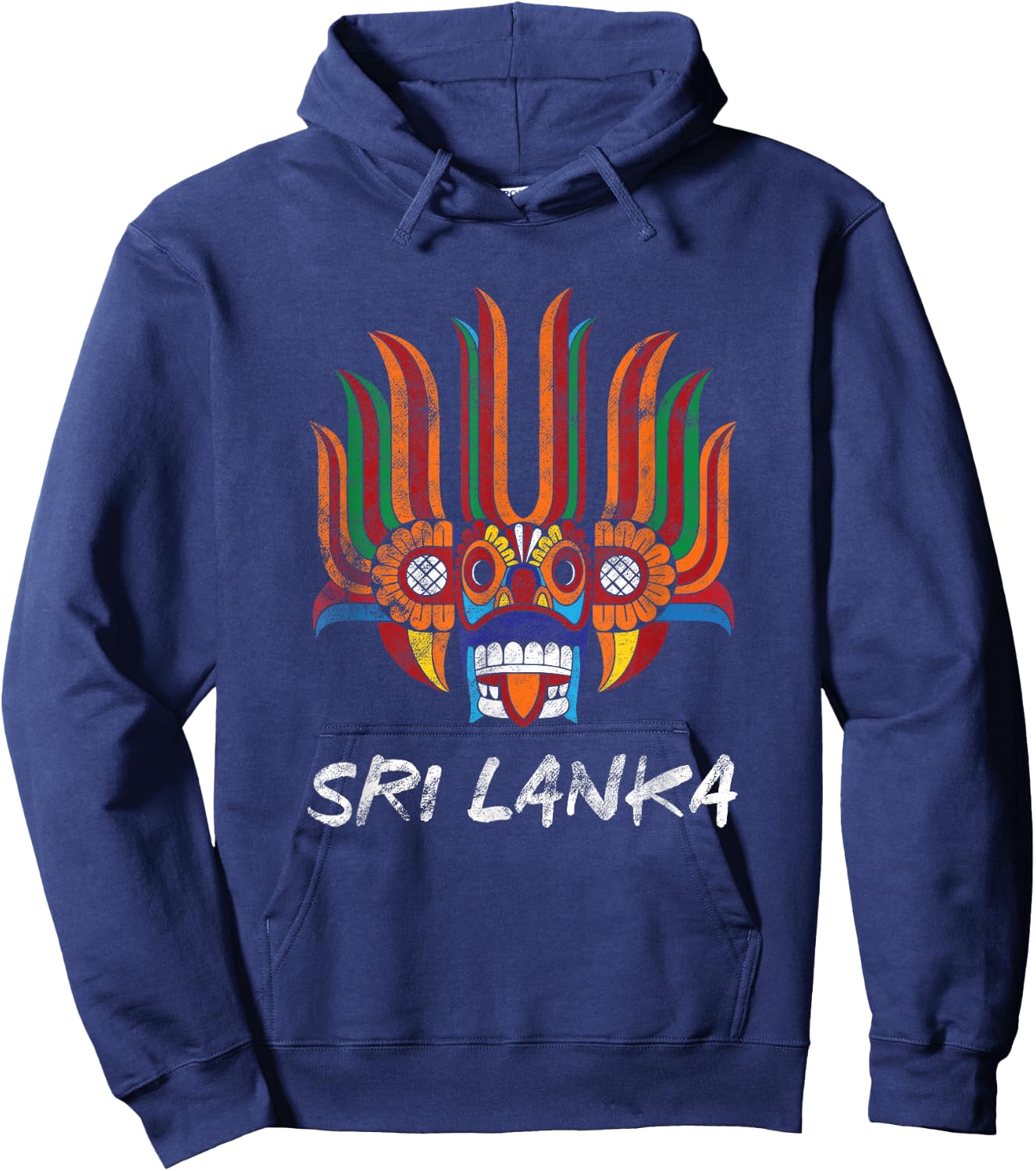 Sri Lanka Holiday Sri Lankan Tribal Festival Mask Hoodie - Hoodie | Navy