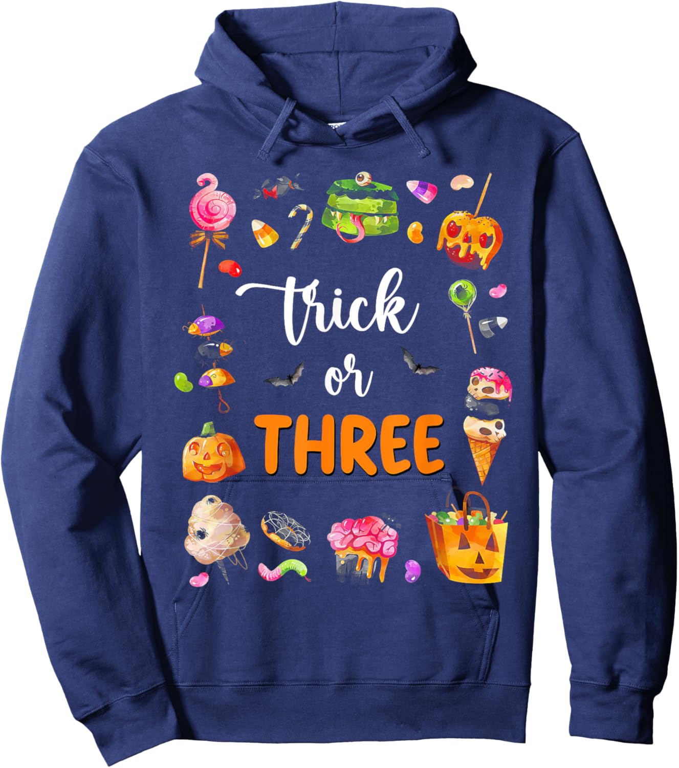 Trick Or Three Halloween Theme 3rd Birthday Boy 3 Yrs Old Hoodie - Hoodie | Navy