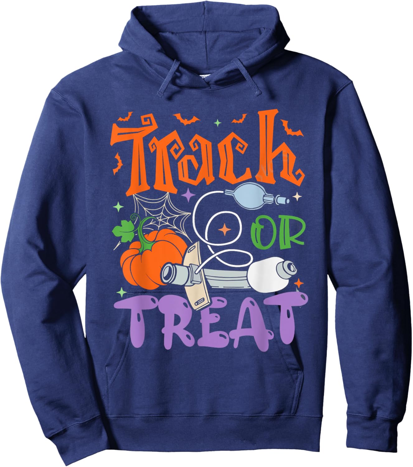 Respiratory Therapist Halloween Pumpkins ICU Rn Pulmonary Hoodie - Hoodie | Navy
