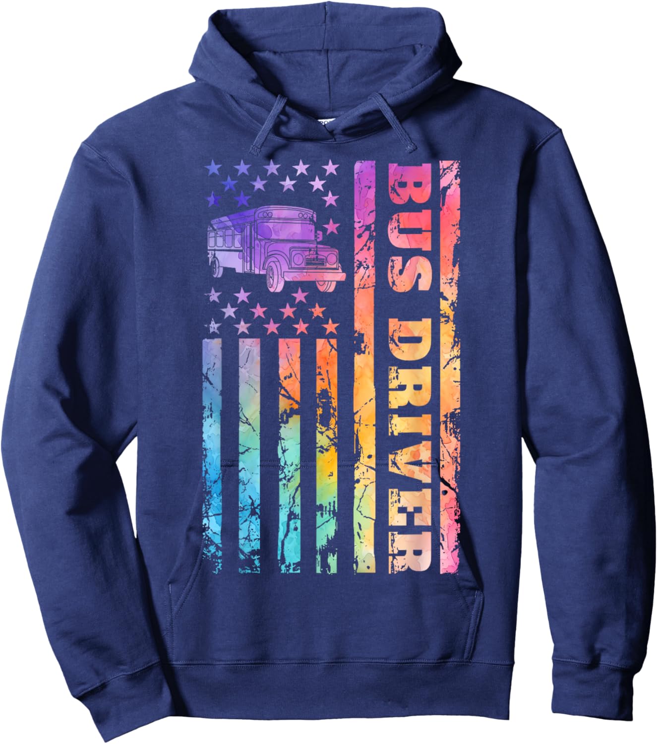School Bus Driver 4th of July American Flag Back to School Hoodie - Hoodie | Navy