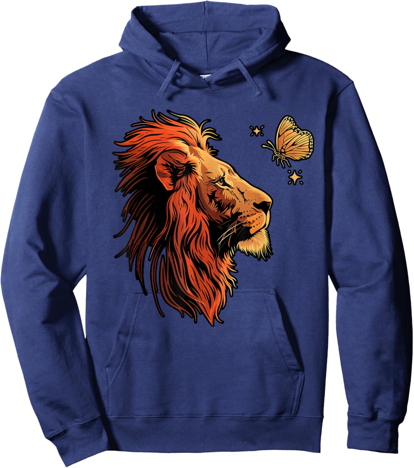 Lion Head Lion Butterfly Hoodie - Hoodie | Navy