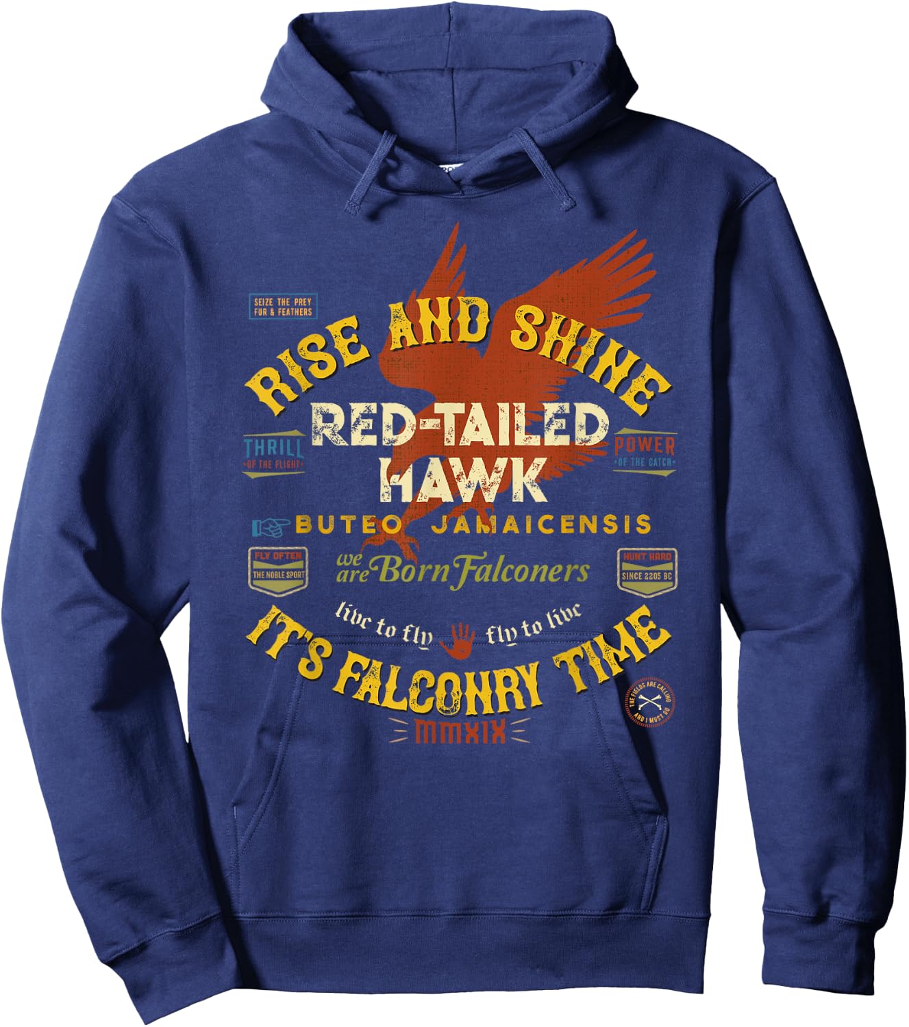 Family Falconry Supplies Clothing and Apparel Falconers Red-Tailed Hawk Shirt Falconry Supplies Hoodie - Hoodie | Navy