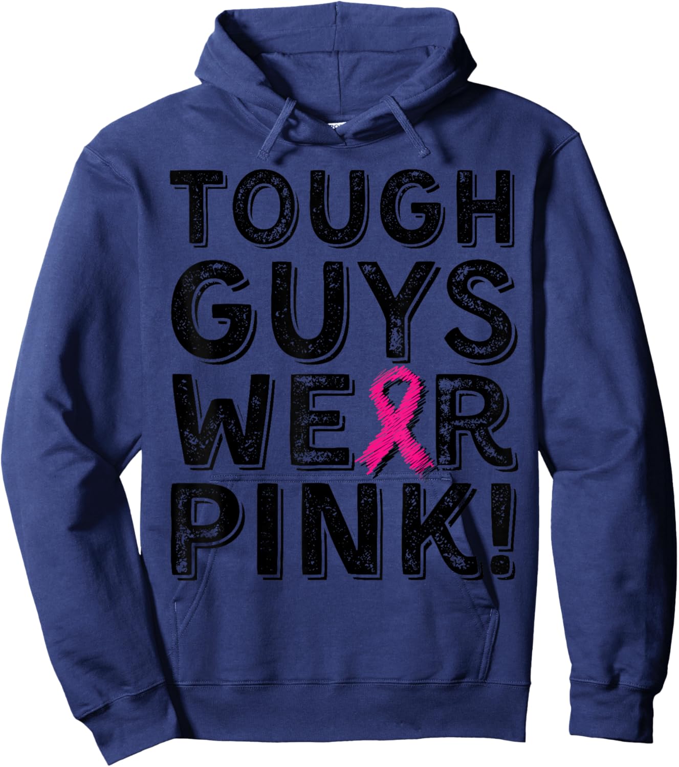 Tough Guys Wear Pink Cool Pink Breast Cancer Awareness Boys Hoodie - Hoodie | Navy