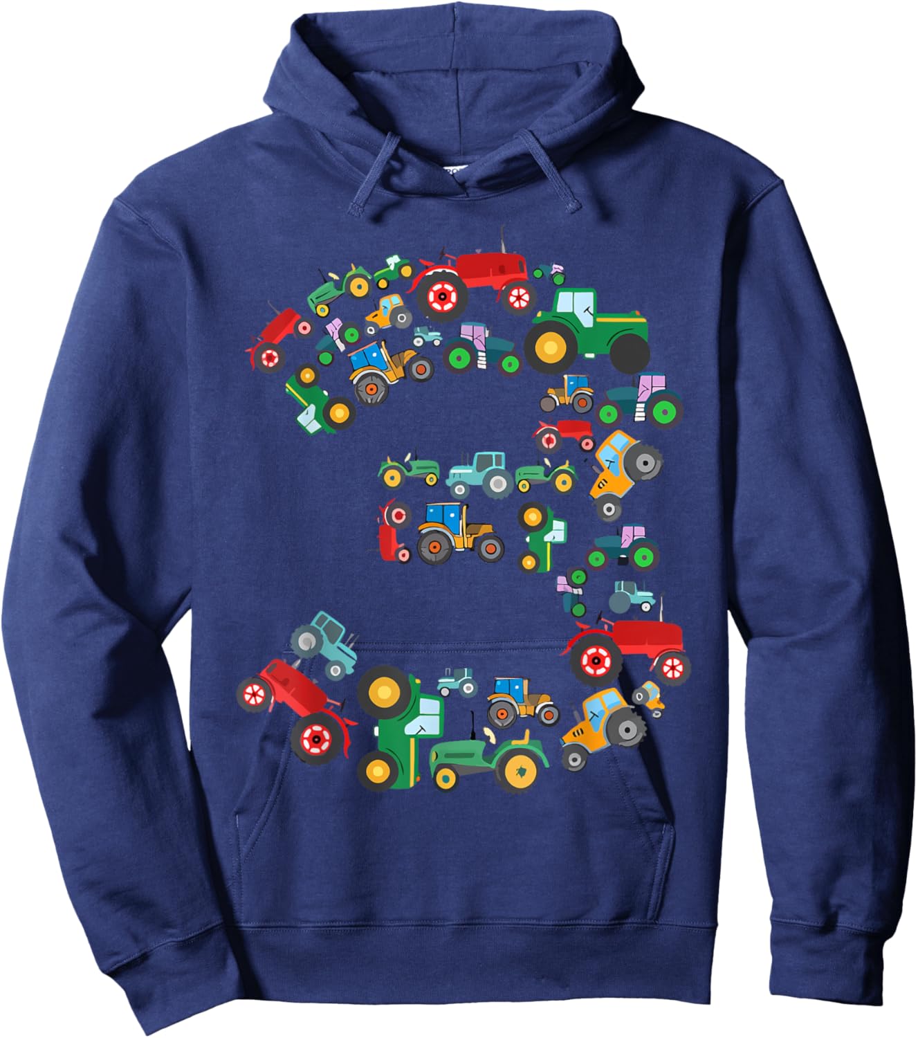 Tractors 3 Years Old 3rd Farm Birthday Theme Party Matching Hoodie - Hoodie | Navy