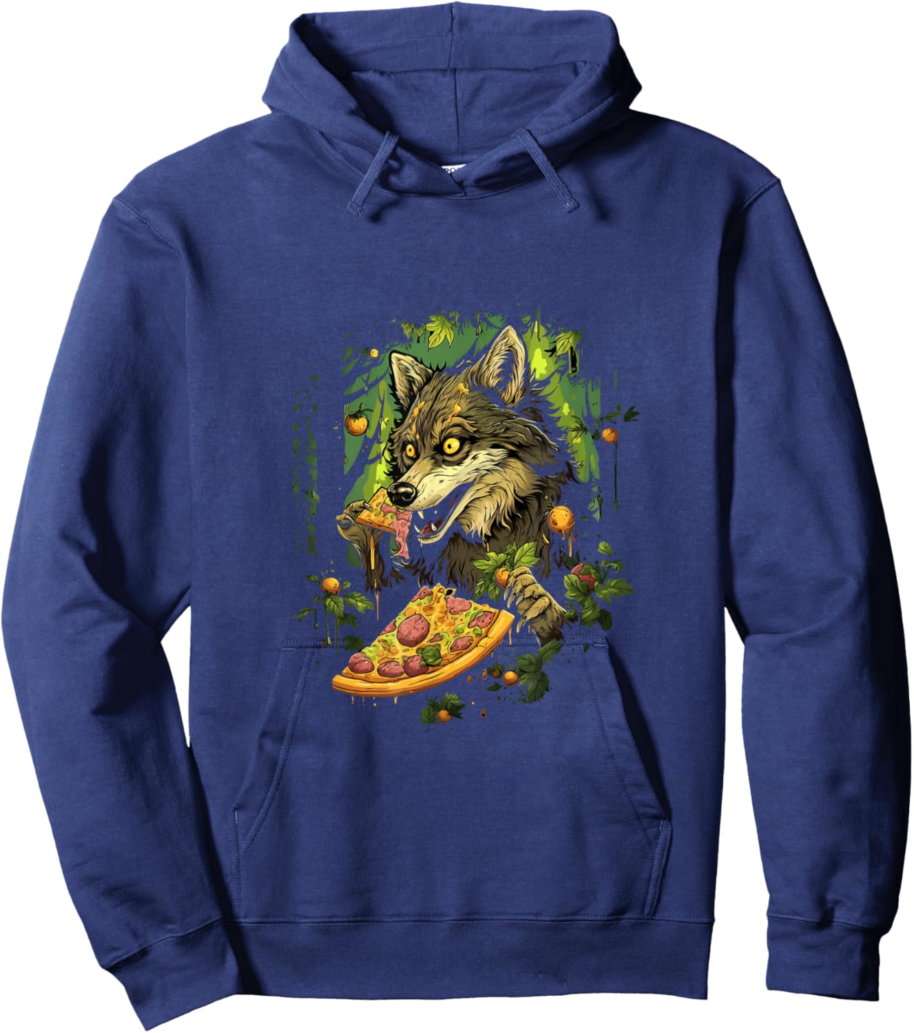 Wolf Eating Pizza Forest Wolves Animal Hoodie - Hoodie | Navy