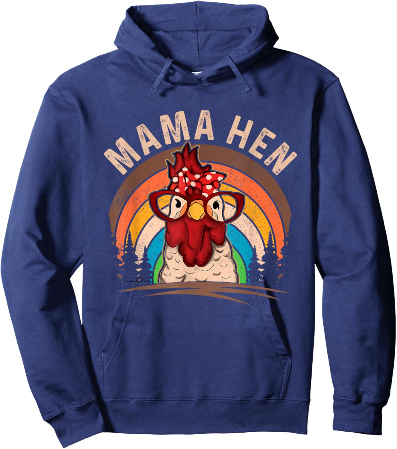Mama Hen Vintage Retro Chicken Mom Chicken Lady Mother's Day Hoodie - Hoodie | Navy