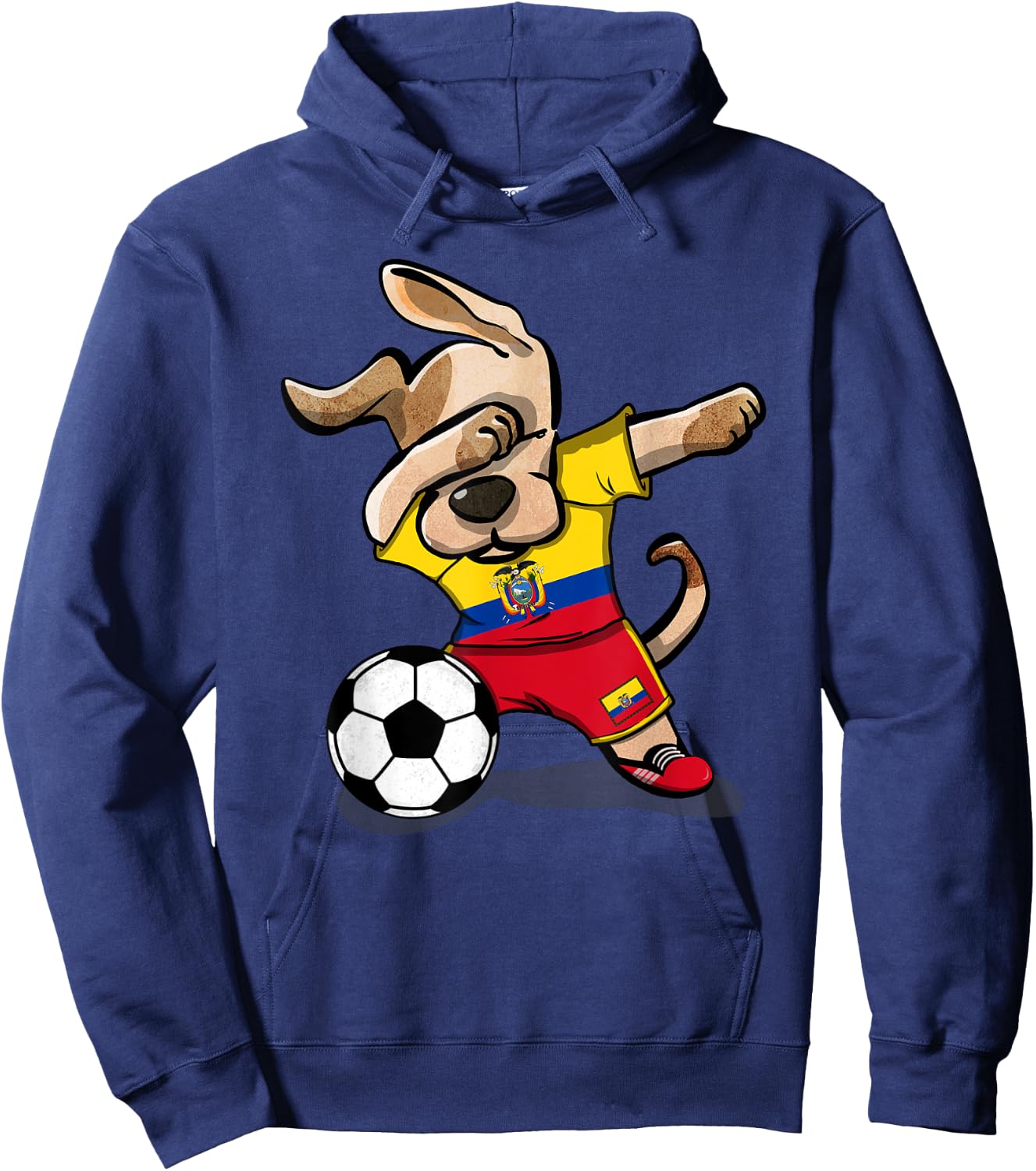 Dabbing Dog Ecuador Soccer Ecuadorean Flag Football Lovers Women Girls Kids Hoodie - Hoodie | Navy