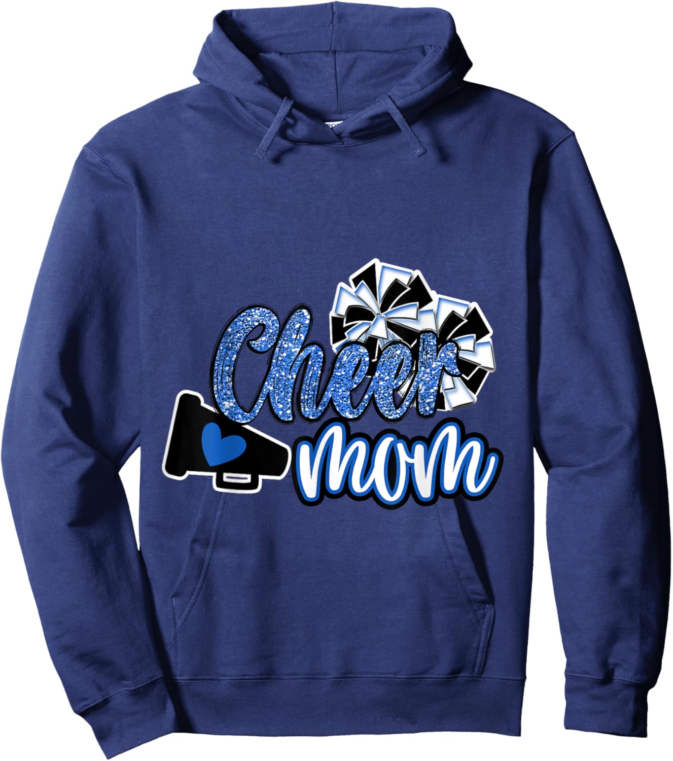 Cheer Mom Shirt, Megaphone Blue Leopard Cheetah Print Hoodie - Hoodie | Navy