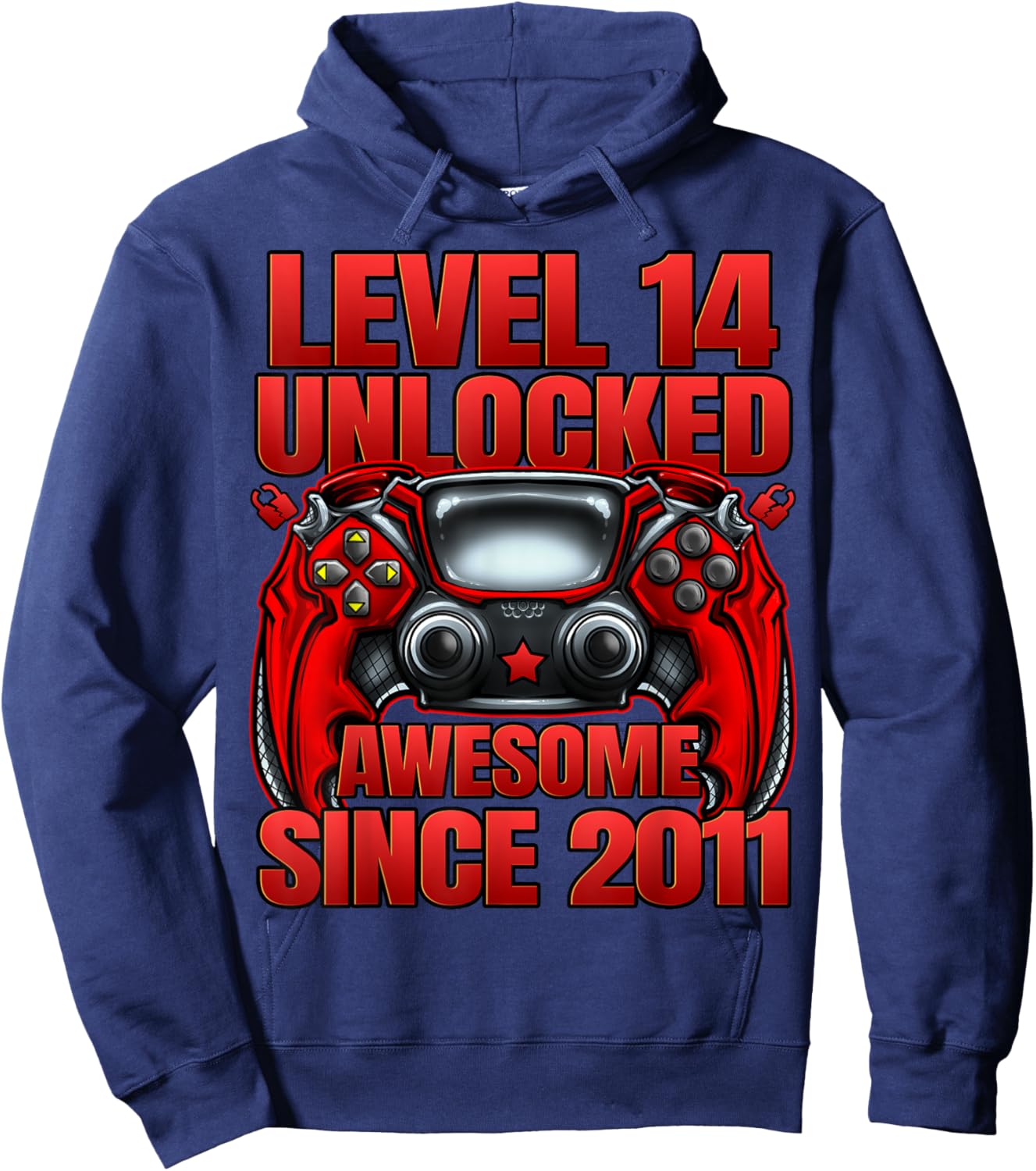 Level 14 Unlocked 14 Year Old Gifts Boys 14th Birthday Boy Hoodie - Hoodie | Navy