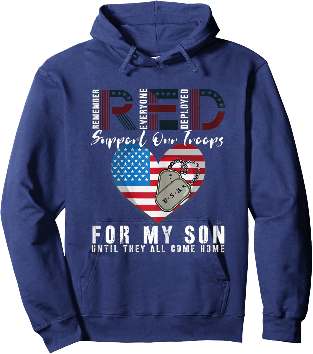 Red Friday Military I Wear Red For My Son Remember Everyone Hoodie - Hoodie | Navy