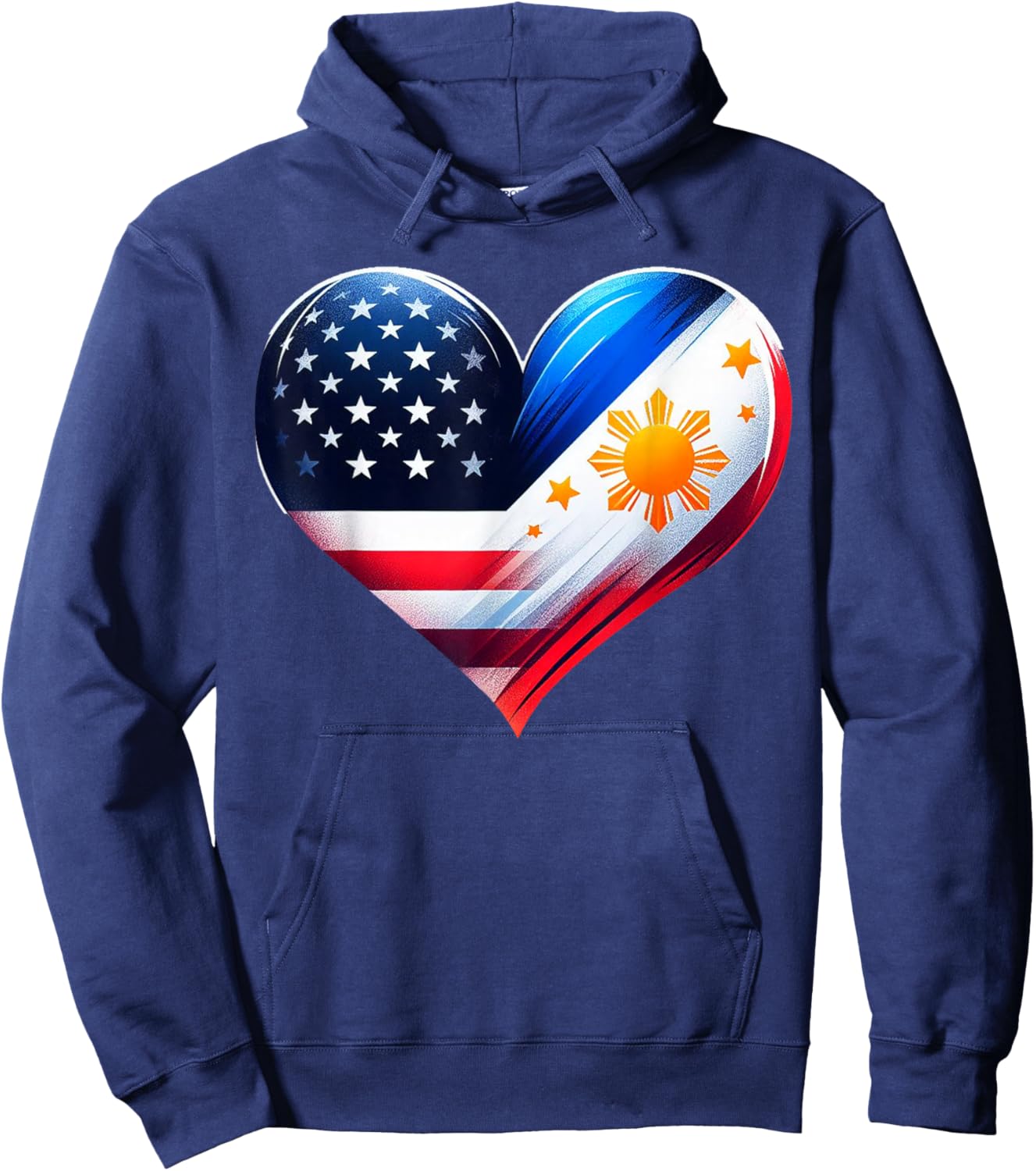 Philippines Flag Proud Filipino Wife Heart Philippines USA Hoodie - Hoodie | Navy