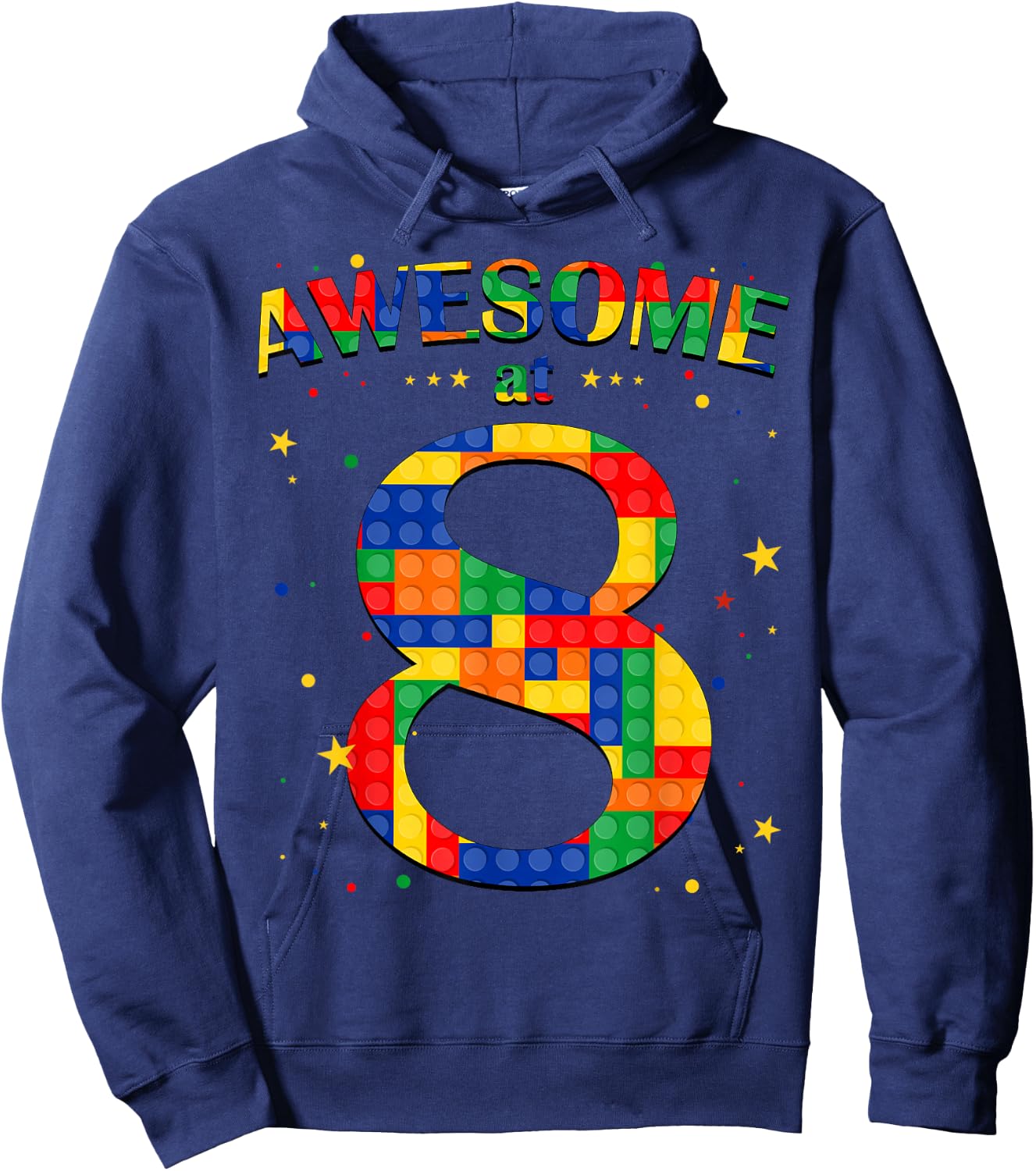 Building Blocks Bricks Awesome at 8 Years Old Birthday Boy Hoodie - Hoodie | Navy